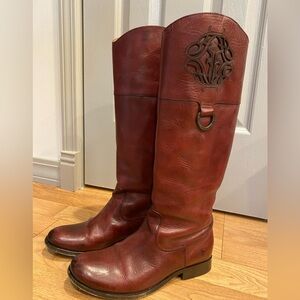 Frye Melissa logo boots burgundy